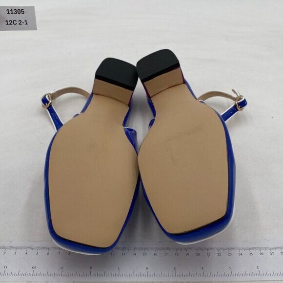 YDN Blue and Purple Closed Square Toe Block Low Heels Slingback Loafer Shoes - Picture 7 of 8